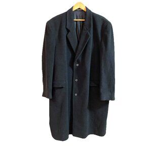 Nick Hilton Mens Full Length Wool Cashmere Overcoat Size 48R Charcoal Gray Italy